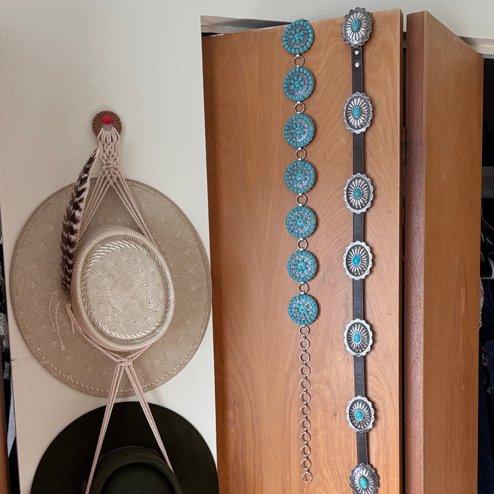 Turquoise and Silver Concho Belts